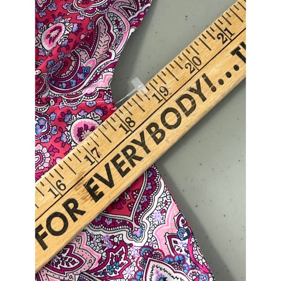 Talbots Wrinkle Resistant Womens 4P Paisley Floral 3/4 Sleeve Button Front Pink - Picture 7 of 9